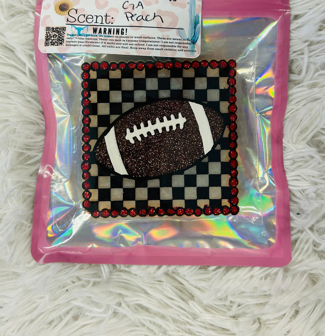 Black and red checkered football