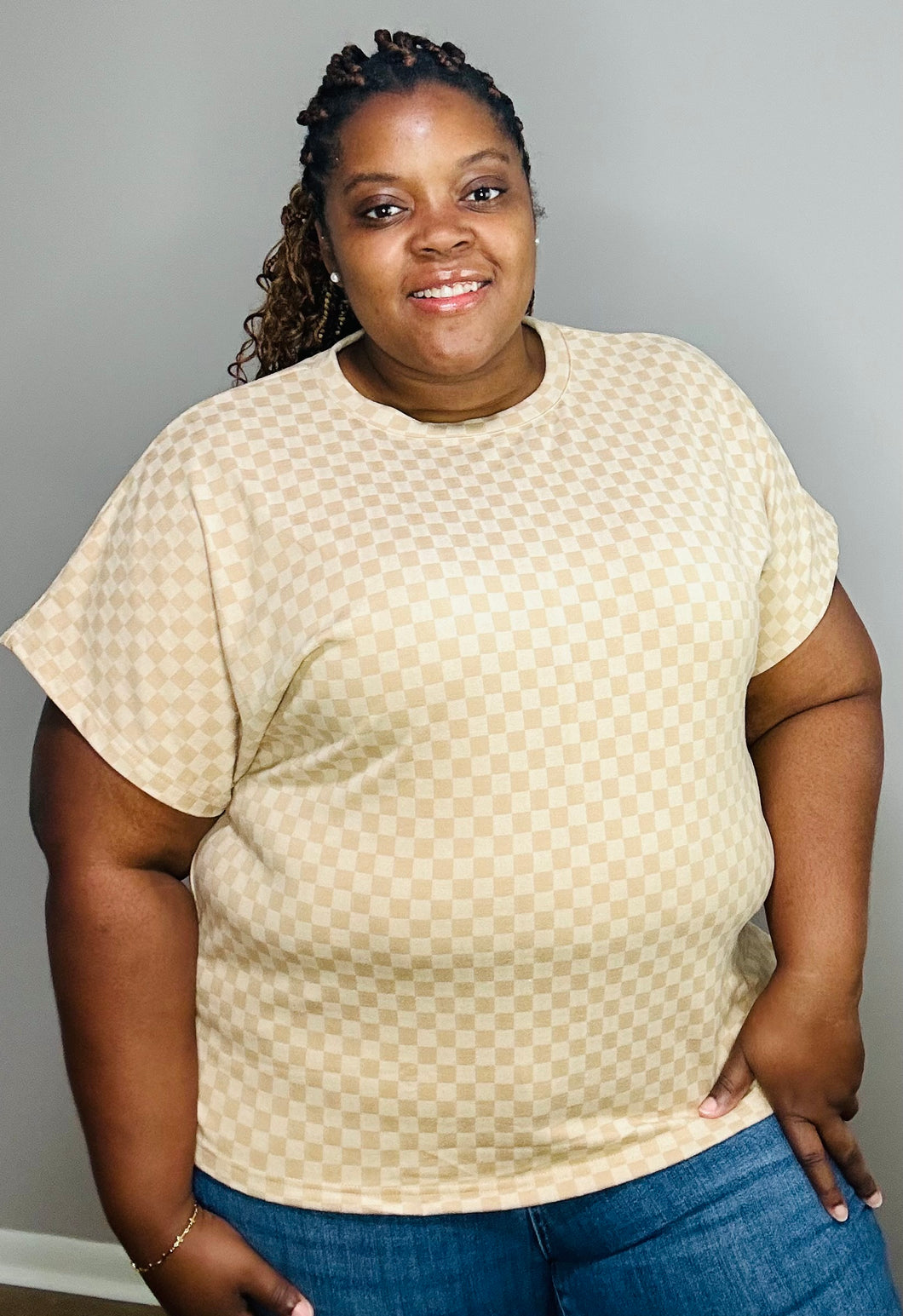 Khaki Checkerboard top