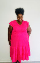 Load image into Gallery viewer, Pink polka dot smocked midi dress
