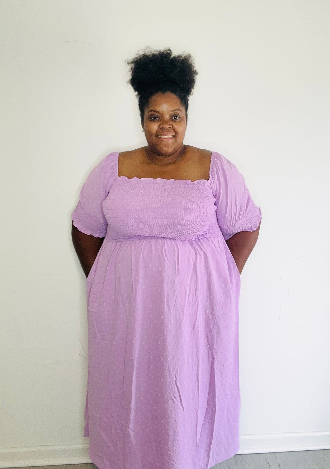 Smoked Lavender Swiss dot dress
