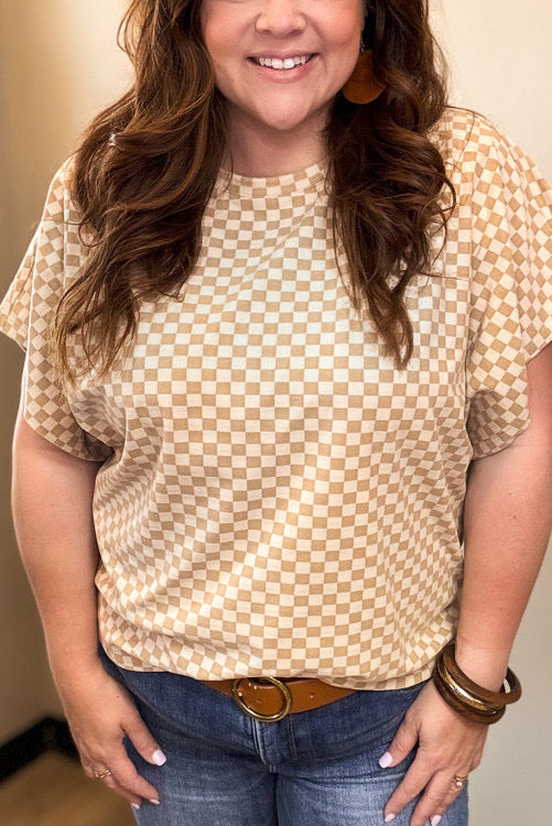 Khaki Checkerboard top
