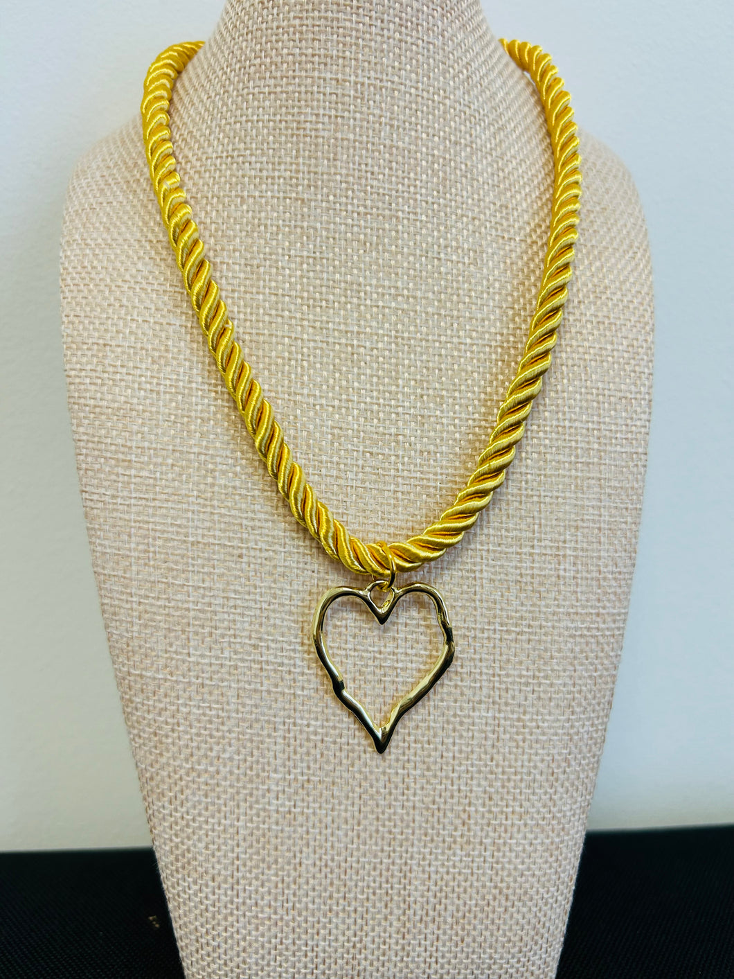 Gold rope heart necklace