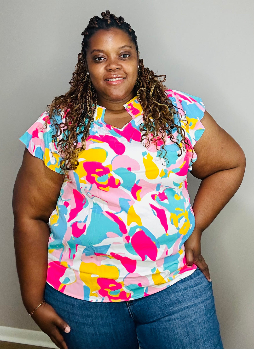 Ruffled multi top