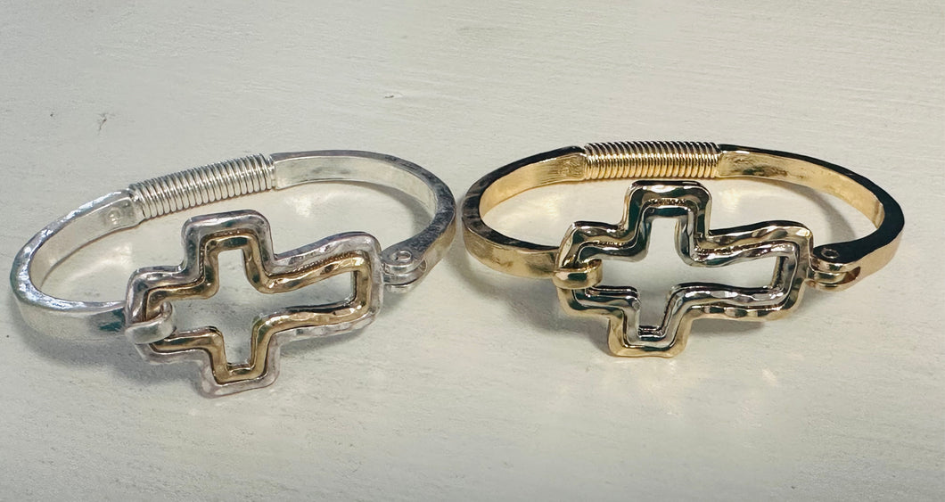 Two tone cross bracelet